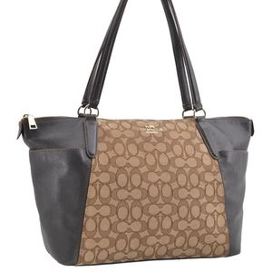 Authentic COACH Signature Vintage Shoulder Tote Bag Canvas Leather Brown 1427H
